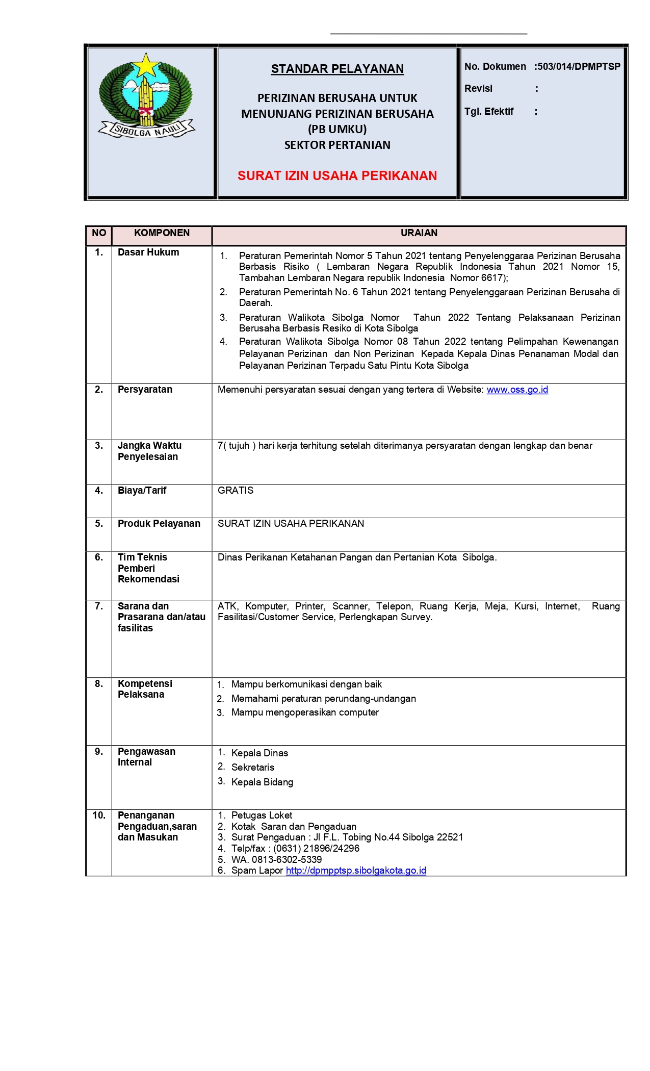 Standar Pelayanan 5